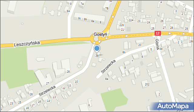 Gostyń, Strzelecka, 29, mapa Gostyń