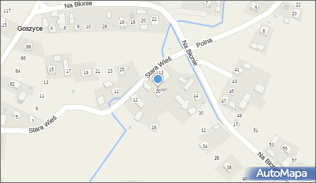 Goszyce, Stara Wieś, 20, mapa Goszyce