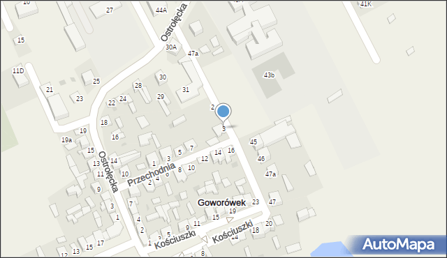 Goworowo, Strażacka, 3, mapa Goworowo