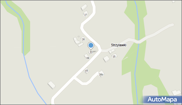 Grybów, Strzylawki, 33, mapa Grybów