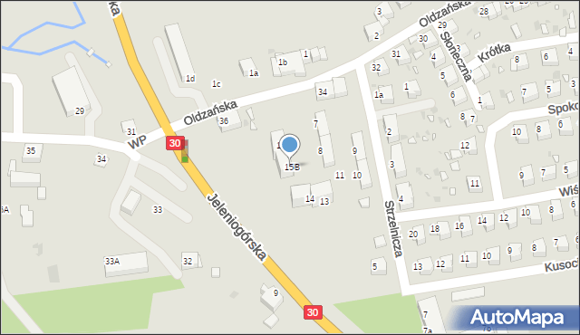 Gryfów Śląski, Strzelnicza, 15B, mapa Gryfów Śląski