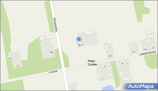 Guzew, Strażacka, 27, mapa Guzew