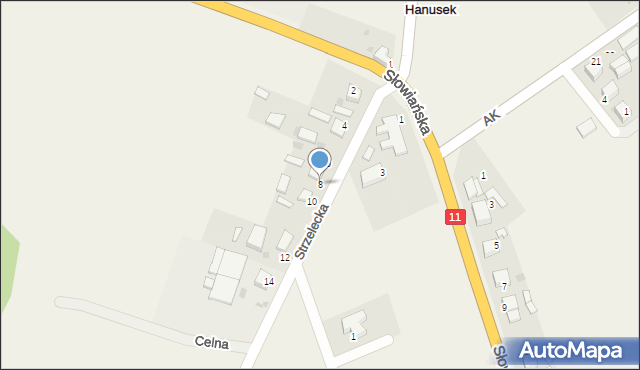 Hanusek, Strzelecka, 8, mapa Hanusek
