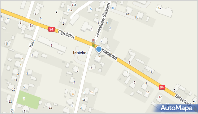 Izbicko, Strzelecka, 2, mapa Izbicko