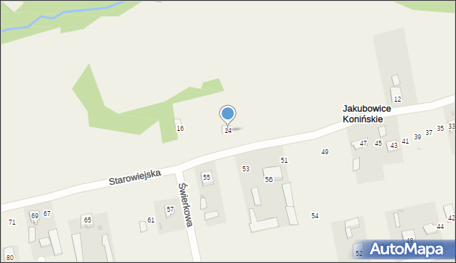 Jakubowice Konińskie, Starowiejska, 14, mapa Jakubowice Konińskie