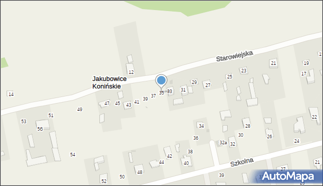 Jakubowice Konińskie, Starowiejska, 35, mapa Jakubowice Konińskie