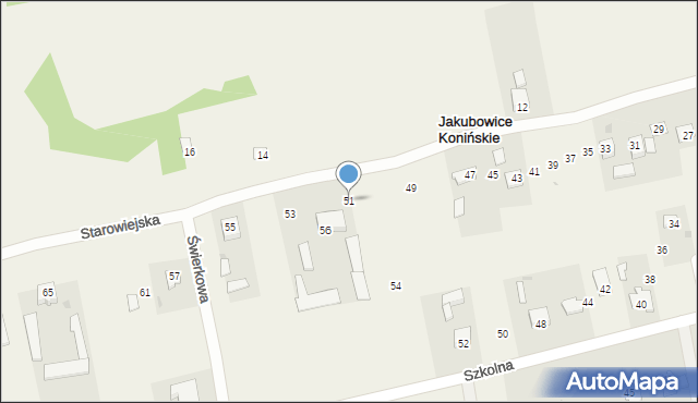 Jakubowice Konińskie, Starowiejska, 51, mapa Jakubowice Konińskie