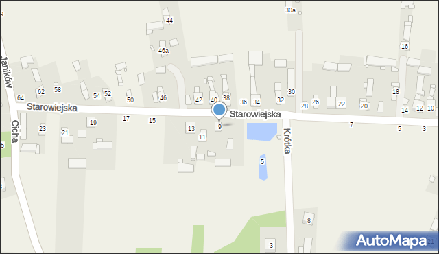 Janików, Starowiejska, 9, mapa Janików