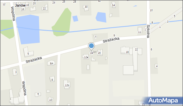 Janów, Strażacka, 14, mapa Janów