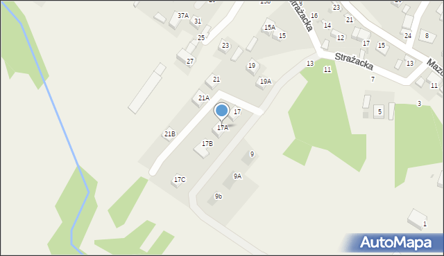 Jasień, Strażacka, 17A, mapa Jasień