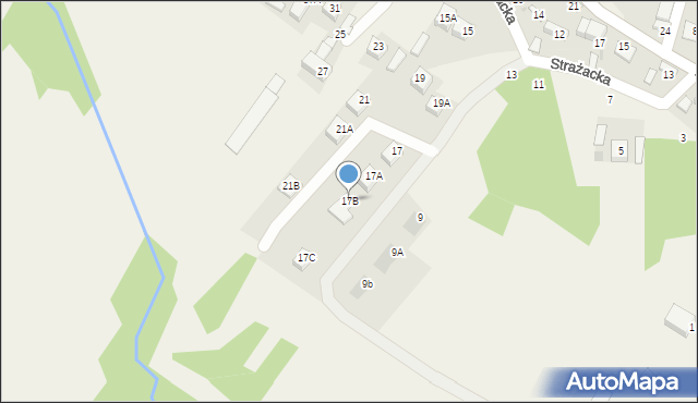 Jasień, Strażacka, 17B, mapa Jasień