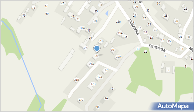 Jasień, Strażacka, 21, mapa Jasień