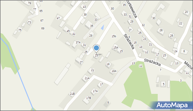 Jasień, Strażacka, 23, mapa Jasień