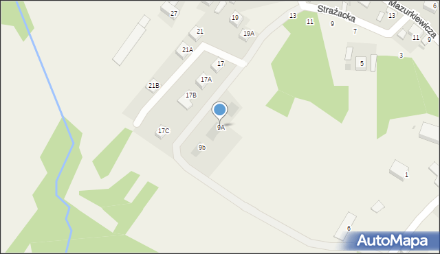 Jasień, Strażacka, 9A, mapa Jasień