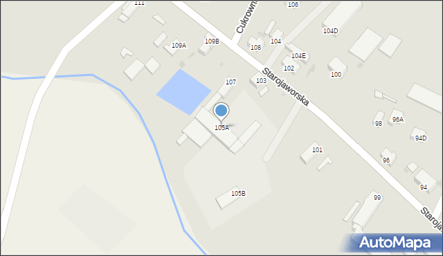 Jawor, Starojaworska, 105A, mapa Jawor