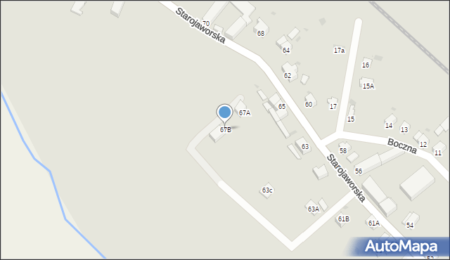Jawor, Starojaworska, 67B, mapa Jawor