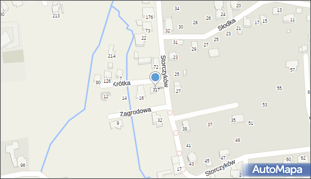 Jaworze, Storczyków, 317, mapa Jaworze