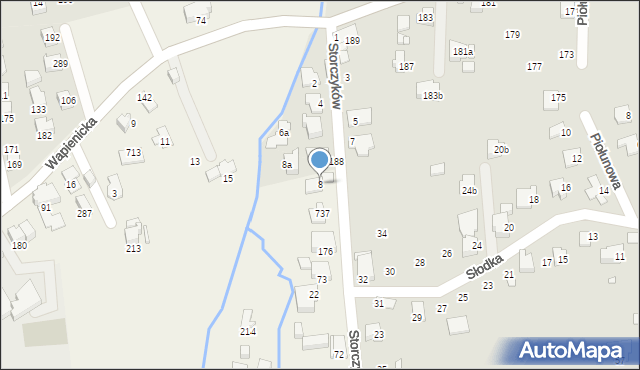 Jaworze, Storczyków, 8, mapa Jaworze