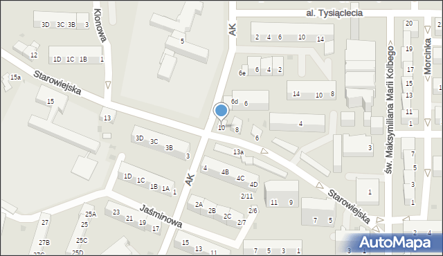 Jaworzno, Starowiejska, 10, mapa Jaworzno