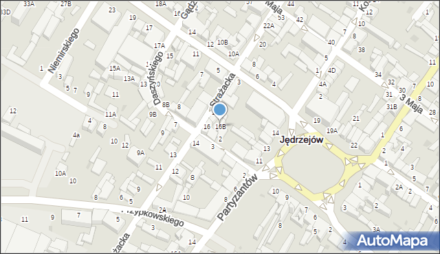 Jędrzejów, Strażacka, 16B, mapa Jędrzejów