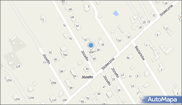 Józefin, Stołeczna, 40A, mapa Józefin