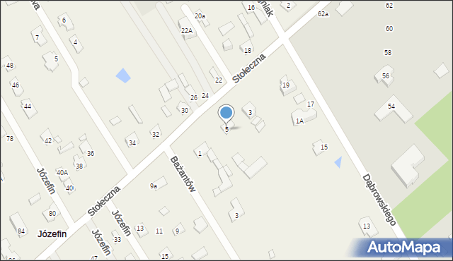 Józefin, Stołeczna, 5, mapa Józefin