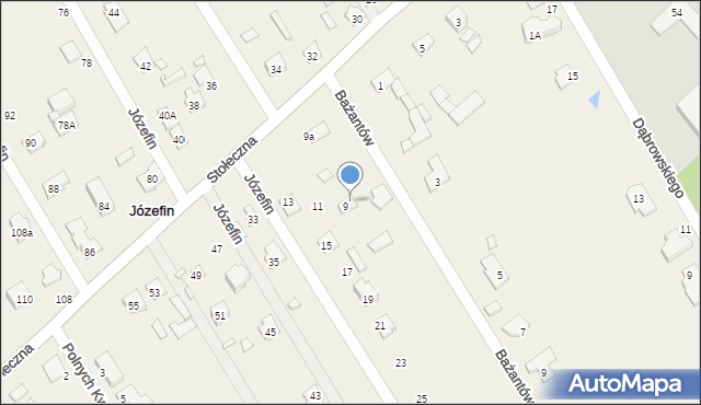 Józefin, Stołeczna, 9b, mapa Józefin