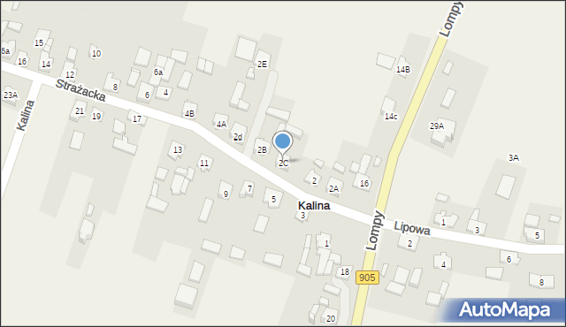 Kalina, Strażacka, 2C, mapa Kalina