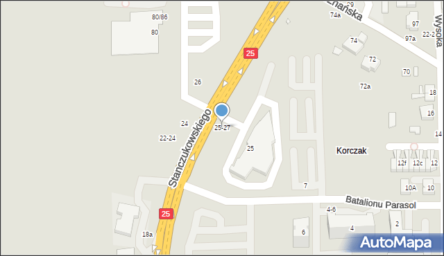 Kalisz, Stanczukowskiego Walentego, 25-27, mapa Kalisza