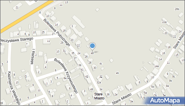 Kalisz, Stare Miasto, 4d, mapa Kalisza