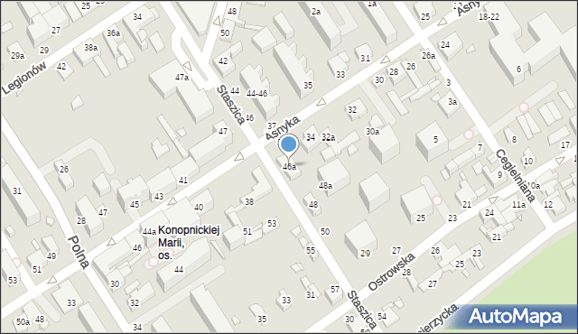 Kalisz, Staszica Stanisława, 46a, mapa Kalisza