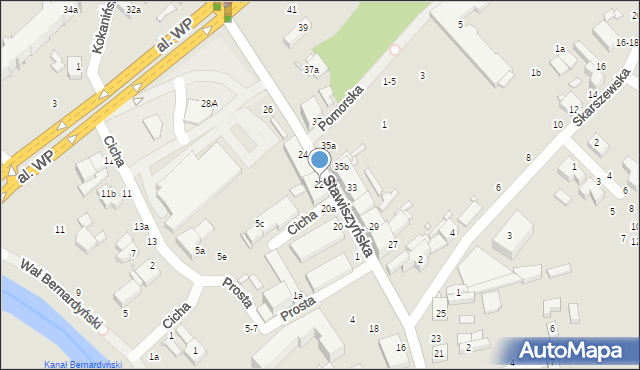 Kalisz, Stawiszyńska, 22, mapa Kalisza