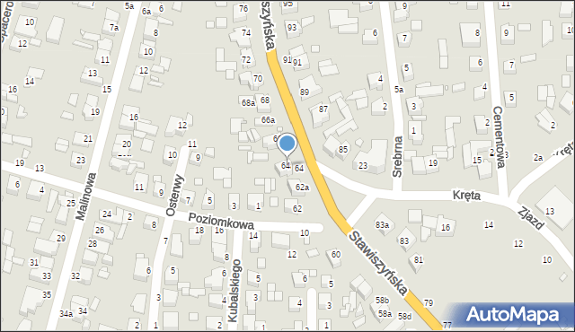 Kalisz, Stawiszyńska, 64a, mapa Kalisza