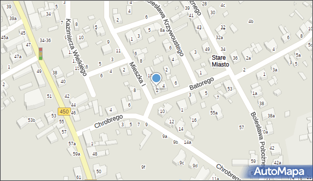 Kalisz, Stefana Batorego, 2, mapa Kalisza