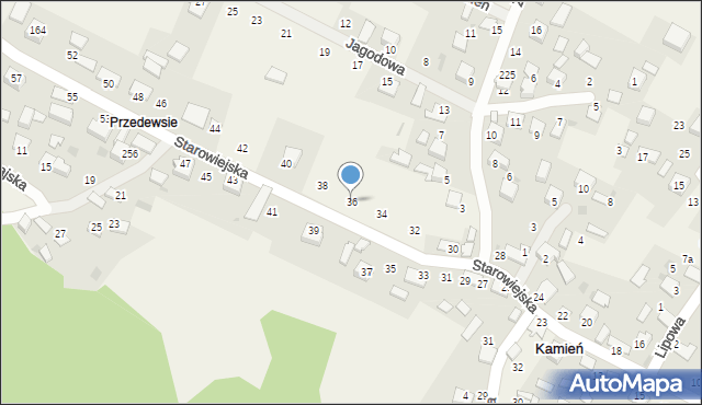 Kamień, Starowiejska, 36, mapa Kamień