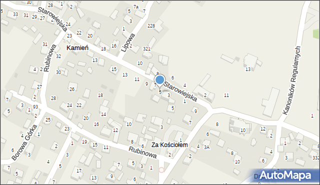 Kamień, Starowiejska, 5, mapa Kamień