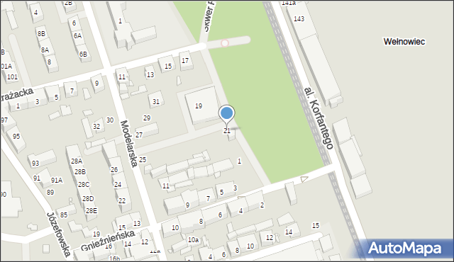 Katowice, Strażacka, 21, mapa Katowic