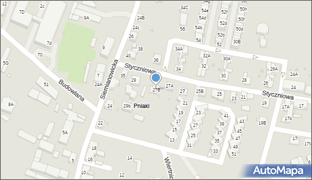 Katowice, Styczniowa, 27B, mapa Katowic