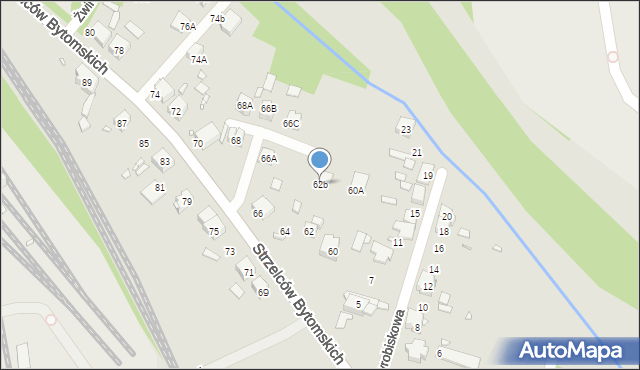 Katowice, Strzelców Bytomskich, 62b, mapa Katowic