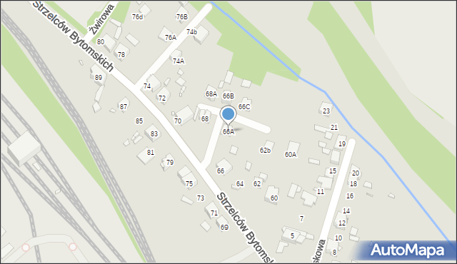 Katowice, Strzelców Bytomskich, 66A, mapa Katowic