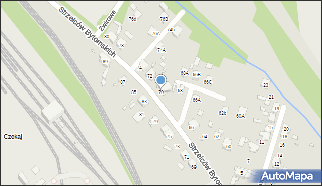 Katowice, Strzelców Bytomskich, 70, mapa Katowic