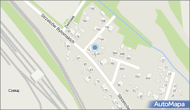 Katowice, Strzelców Bytomskich, 72, mapa Katowic