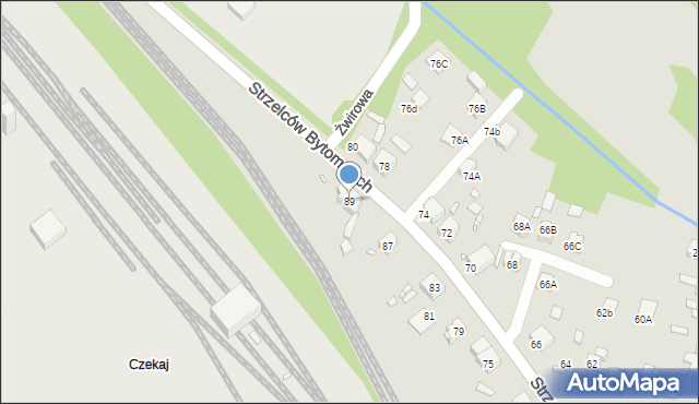 Katowice, Strzelców Bytomskich, 89, mapa Katowic