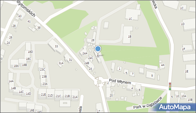 Katowice, Strzelców Bytomskich, 22, mapa Katowic