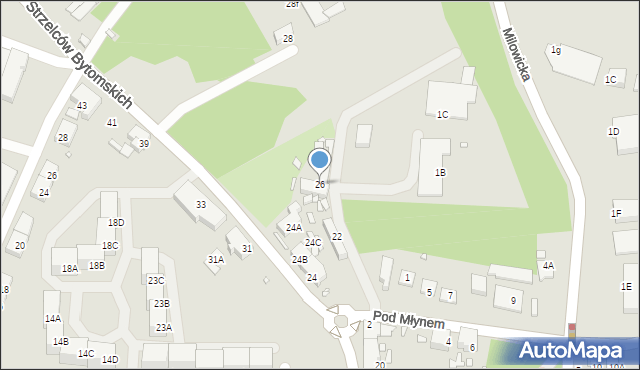 Katowice, Strzelców Bytomskich, 26, mapa Katowic