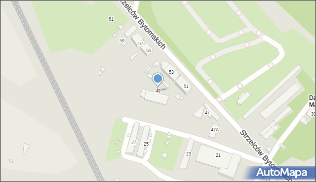 Katowice, Strzelców Bytomskich, 49, mapa Katowic