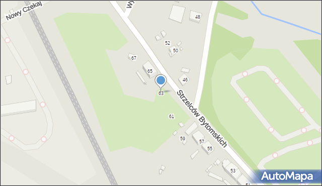 Katowice, Strzelców Bytomskich, 63, mapa Katowic