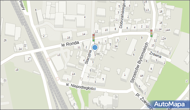 Katowice, Stacyjna, 1, mapa Katowic