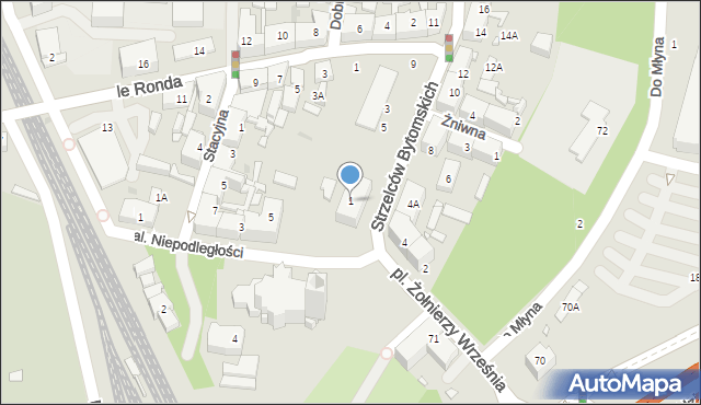Katowice, Strzelców Bytomskich, 1, mapa Katowic