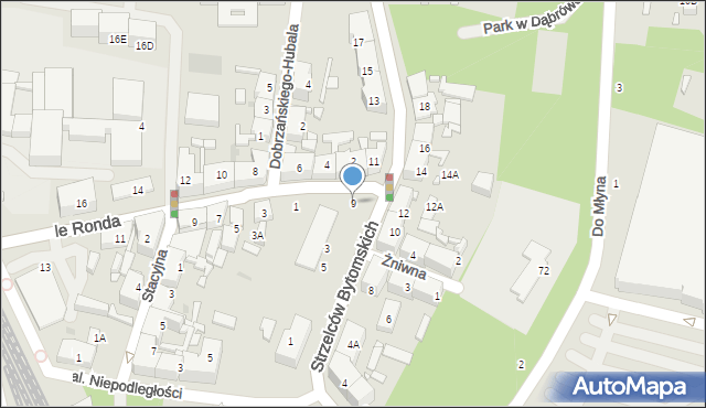 Katowice, Strzelców Bytomskich, 9, mapa Katowic